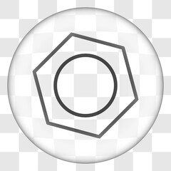 Nut simple icon vector. Flat desing. Glass button on transparent grid.ai