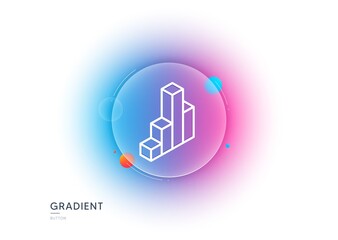 Poster - diagram chart line icon. gradient blur button with glassmorphism. column 3d graph sign. market analy