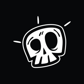 Vintage skull head vector cartoon character illustration
