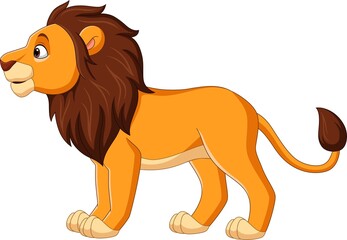 Poster - Cartoon lion isolated on white background