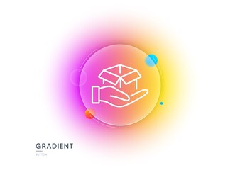 Poster - hold open box line icon. gradient blur button with glassmorphism. delivery parcel sign. cargo packag