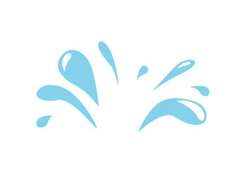 Poster - Splashing blue water drops vector background in simple flat style isolated on white backdrop. Aqua icon graphic design
