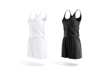 Poster - Blank black and white women romper mock up, side view