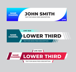 Poster - Vector lower third for news information, title, channel name. Illustration for video, media, web, TV channel. Set