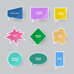 Poster - Set of vector colored speech bubbles for quotes with white stroke and glossy highlights.