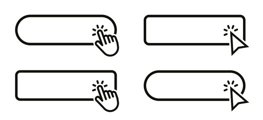 Leinwandbilder - Button with hand an arrow clicking icon set. Mouse pointer. Vector illustration