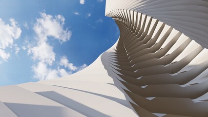 Futuristic architecture background exterior of modern skyscraper 3d render