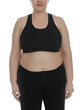 © New Africa - Obese woman on white background, closeup. Weight loss surgery