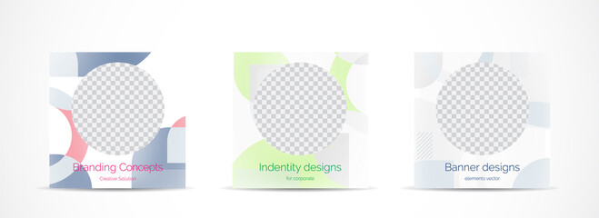 Canvas Print - Set square banner template for social media post and web internet ads.vector illustrations.
