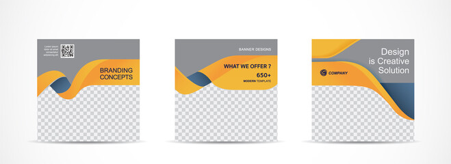 Canvas Print - Set square banner template for social media post and web internet ads.vector illustrations.