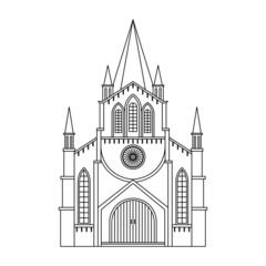 Wall Mural - Vector illustration of the Lutheran Church. Religious architectural building. Outline