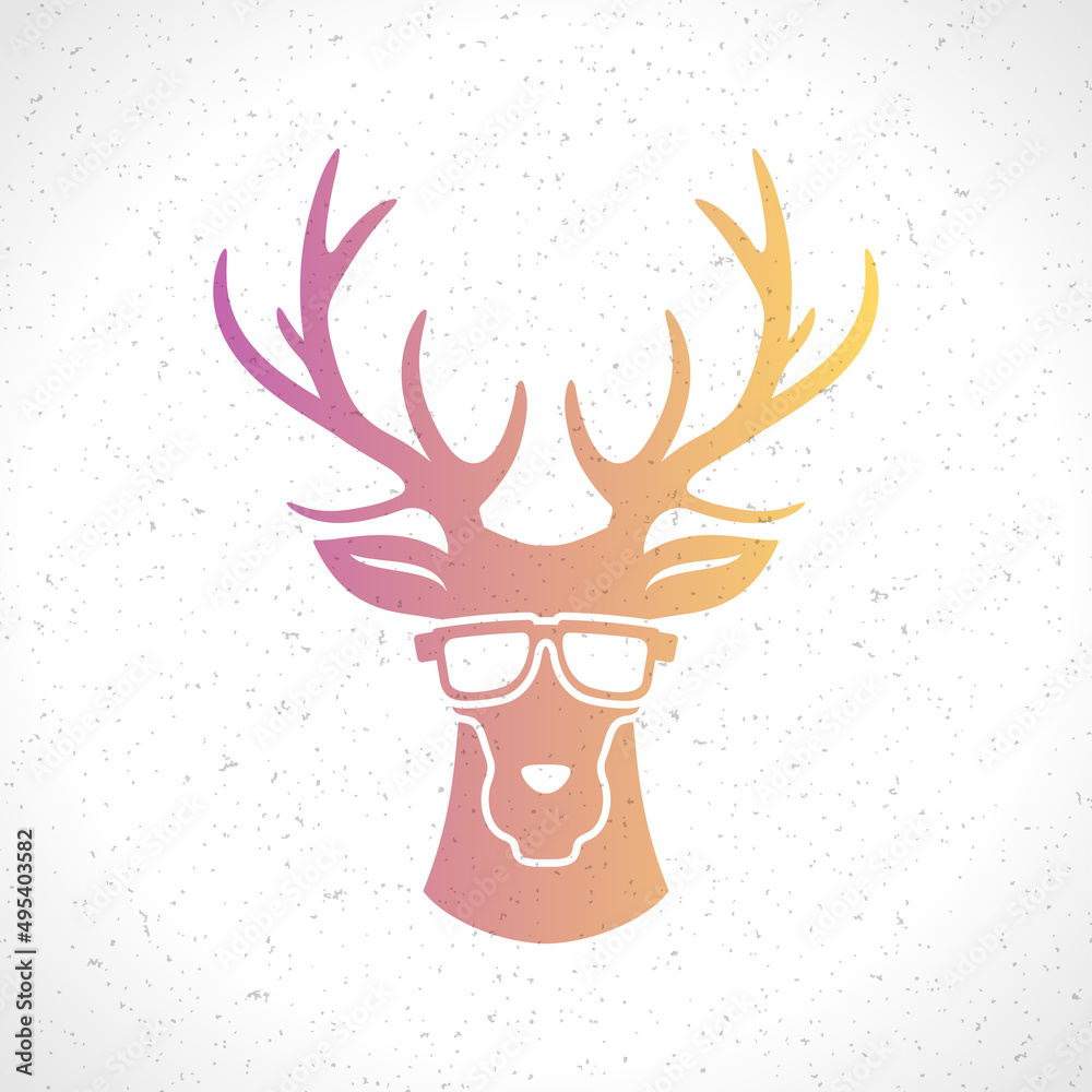 Deer head silhouette isolated on white background vintage vector design ...