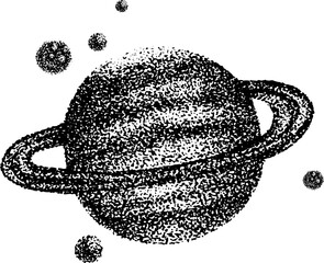 Wall Mural - solar system planet hand drawn dotwork illustration