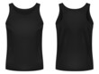 Blank black tank top template. Front and back views. Vector illustration.
