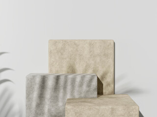 Aufkleber - Mock up of stone podium and plant shadow, Cosmetic presentation. 3d rendering.