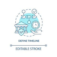 Define timeline turquoise concept icon. Principle of heritage conservation abstract idea thin line illustration. Isolated outline drawing. Editable stroke. Arial, Myriad Pro-Bold fonts used