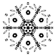 Wall Mural -  Monochrome circular geometric ornament. Round mandala for coloring book page. Template for printing on fabric.