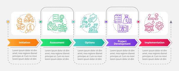 Poster - Heritage conservation process rectangle infographic template. Data visualization with 5 steps. Process timeline info chart. Workflow layout with line icons. Myriad Pro-Bold, Regular fonts used