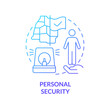 © bsd studio - Personal security blue gradient concept icon. Law regulation system. Element of national safety abstract idea thin line illustration. Isolated outline drawing. Myriad Pro-Bold font used