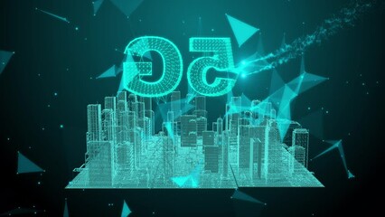 Poster - Smart digital city concept, aerial view, Dubai, United Arab Emirates, time lapse, 4k video, loop