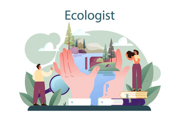 Wall Mural - Ecologist. Scientist taking care of nature and study ecological environment