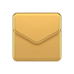 Poster - Premium newsletter incoming message chat button notification metallic golden 3d icon vector