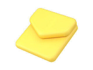 Poster - Glossy yellow envelope diagonally placed new message online notification 3d icon isometric vector