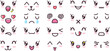 Kawaii cute faces set. Manga style eyes and mouths. Funny cartoon japanese emotion in different face expressions. Expression anime characters and emotions. Eastern kawaii anime culture elements