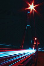 Cars On Bridge Road During Night