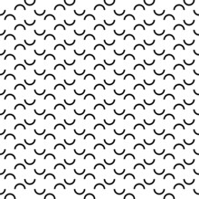 Vector Illustration. Geometric Seamless Pattern. Contour Circle And Semicircle In The Form Of A Rhombus. Spotted Black - White Background. Simple Abstract Background With Polka Dots.