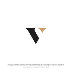 Wall Mural - minimal letter V logo monogram symbol.