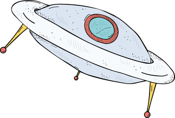 Wall Mural - flying saucer hand drawn illustration