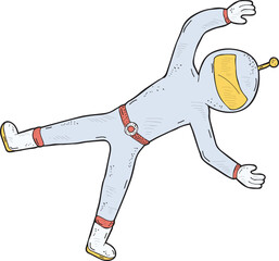 Wall Mural - astronaut in outer space hand drawn illustration