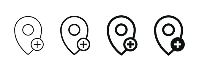 Poster - add pin location icon with plus symbol sign 