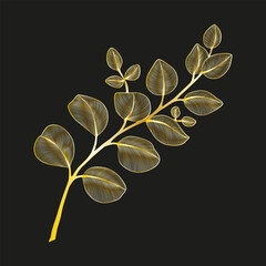 Wall Mural - art, golden branch of leaves. vector illustration.