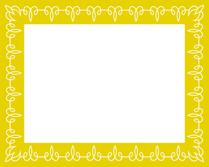 Wall Mural - Golden yellow shape with border frame. Vintage vector background 