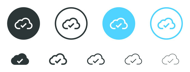 Leinwandbilder - cloud check complete icon . clouds with check mark icons software update process completed
