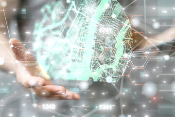 Aufkleber - Neural network concept. Connected cells with links.
