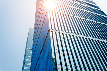 Canvas Print - Low angle view of business skyscrapers in China