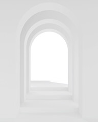 Poster - White architecture arch hallway space. Abstract arch curve corridor.