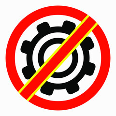 Poster - Do not repair. No settings. Icon prohibition gear. Shopping cart isolated minimal single flat linear icon for application and info-graphic. 