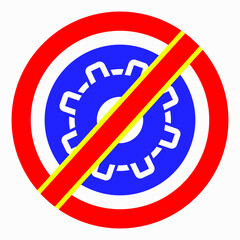 Poster - Do not repair. No settings. Icon prohibition gear. Shopping cart isolated minimal single flat linear icon for application and info-graphic. 