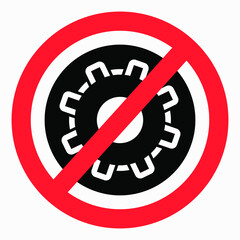 Poster - Do not repair. No settings. Icon prohibition gear. Shopping cart isolated minimal single flat linear icon for application and info-graphic. 