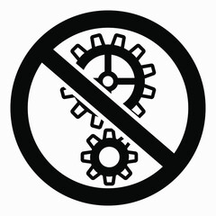 Poster - Do not repair. No settings. Icon prohibition gear. Shopping cart isolated minimal single flat linear icon for application and info-graphic. 