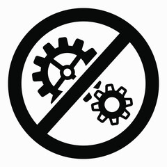 Poster - Do not repair. No settings. Icon prohibition gear. Shopping cart isolated minimal single flat linear icon for application and info-graphic. 