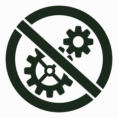 Poster - Do not repair. No settings. Icon prohibition gear. Shopping cart isolated minimal single flat linear icon for application and info-graphic. 