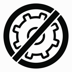 Poster - Do not repair. No settings. Icon prohibition gear. Shopping cart isolated minimal single flat linear icon for application and info-graphic. 