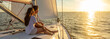 © Spotmatik - Panorama of young Hispanic couple at leisure on luxury yacht