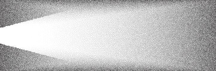 Wall Mural - Dotwork gradient pattern background. Black noise stipple dots light trail. Sand grain effect. Black dots grunge banner. Abstract noise dotwork pattern. Gradient circles. Stochastic dotted vector