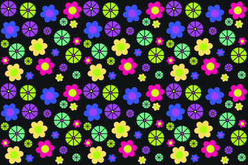 Wall Mural - Floral vector illustration pattern made with very colorful flowers for textiles or other uses 